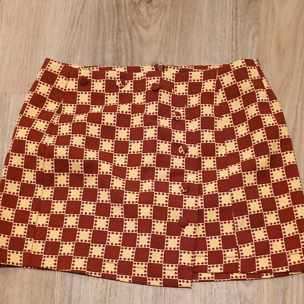 Checkered Brown and Cream Skirt